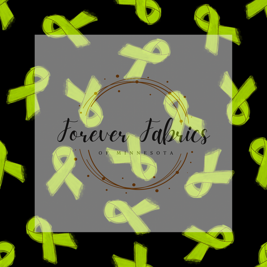 Green Black Ribbon . (BH/ 23) | Preorder | Fabric By The Yard