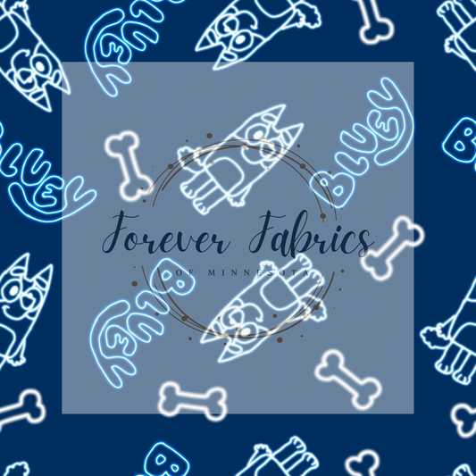 Blue Dog Neon Dark Blue . (BH/ 22) | Preorder | Fabric By The Yard