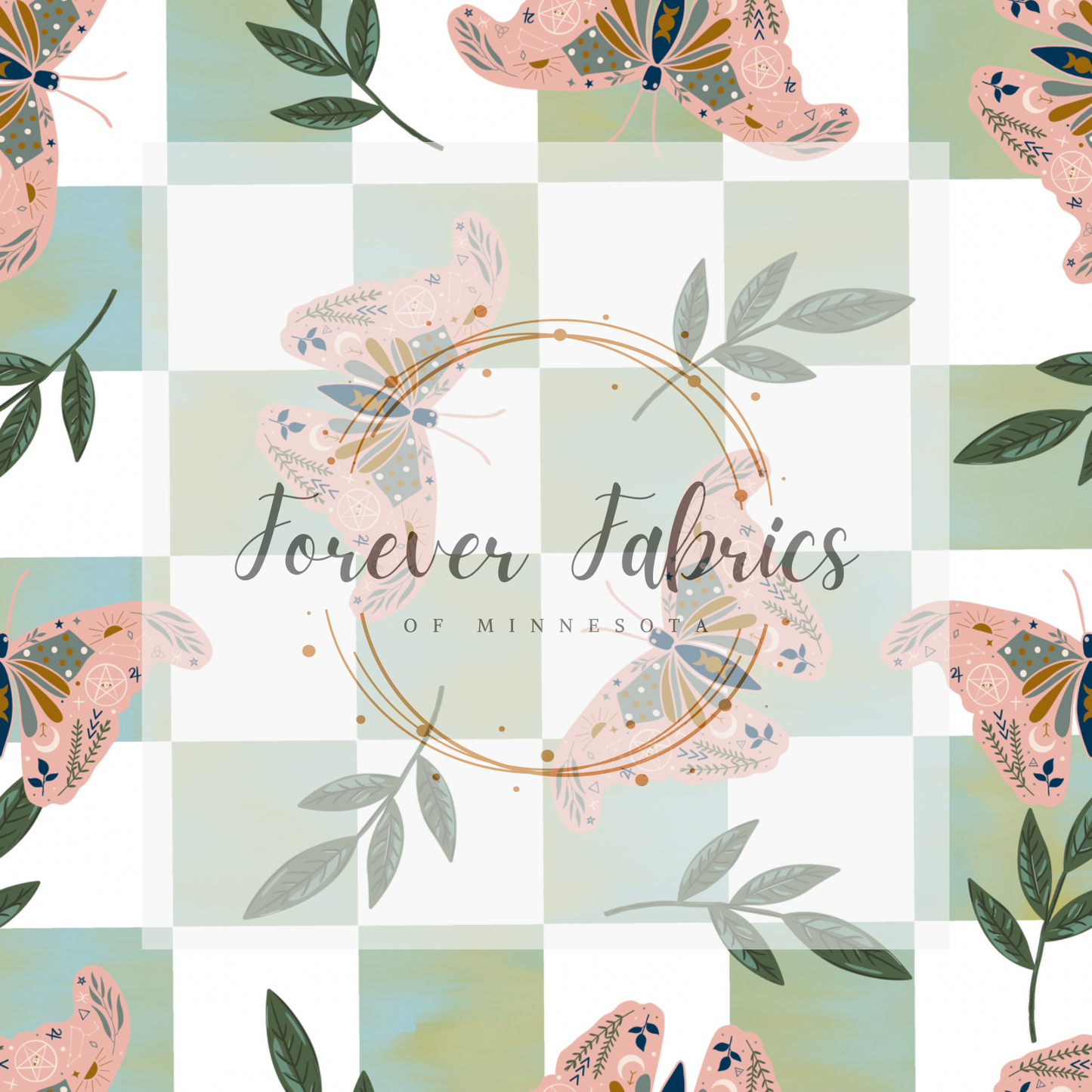 Butterfly Check Green. . . (BH/ 23). | Preorder | Fabric By The Yard