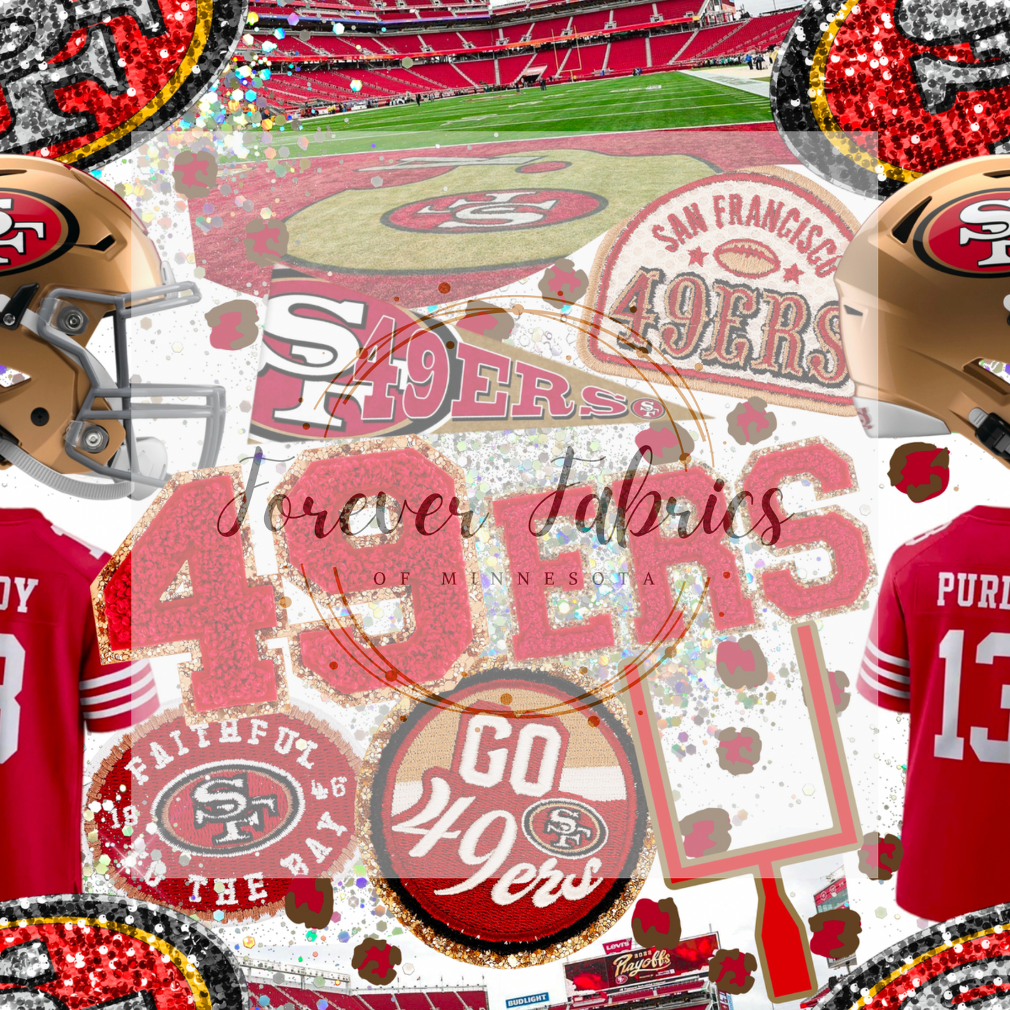 49’ers Collage . . . . (BH/ 24)| Preorder | Fabric By The Yard