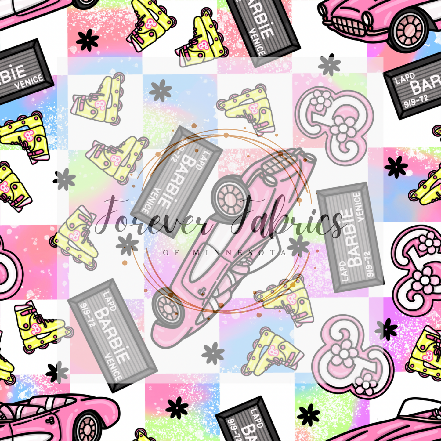 Pink Doll Venice Check . (BH/ 23). | Preorder | Fabric By The Yard