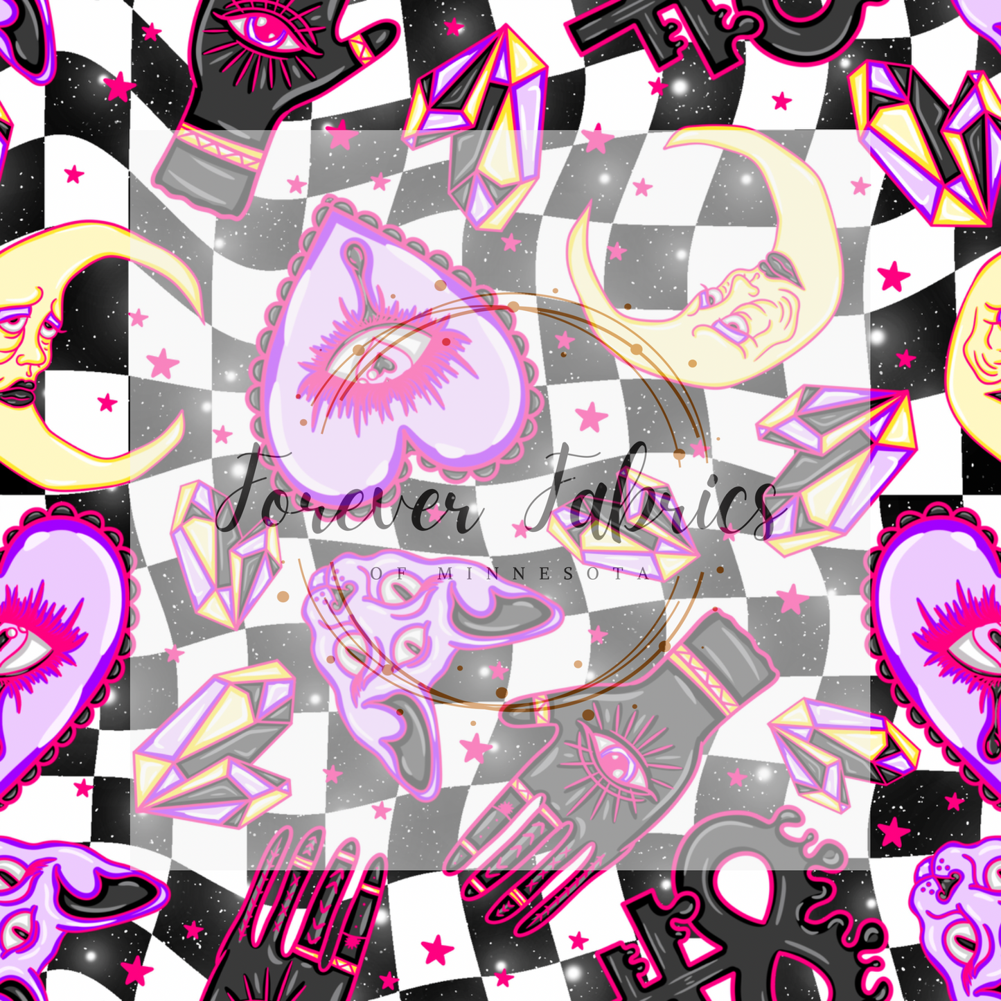 Witchy Black Checkered . . . . (BH/ 24)| Preorder | Fabric By The Yard