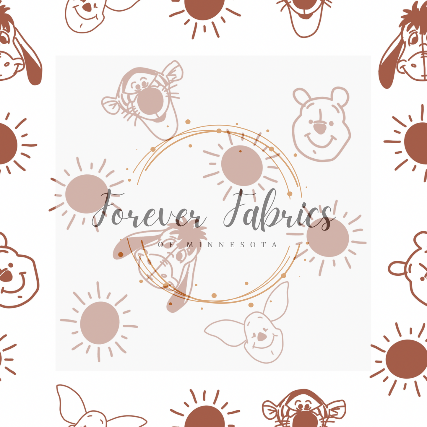 Boho Pooh . (BH/ 23). | Preorder | Fabric By The Yard