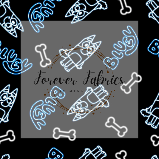 Blue Dog Neon . (BH/ 22) | Preorder | Fabric By The Yard