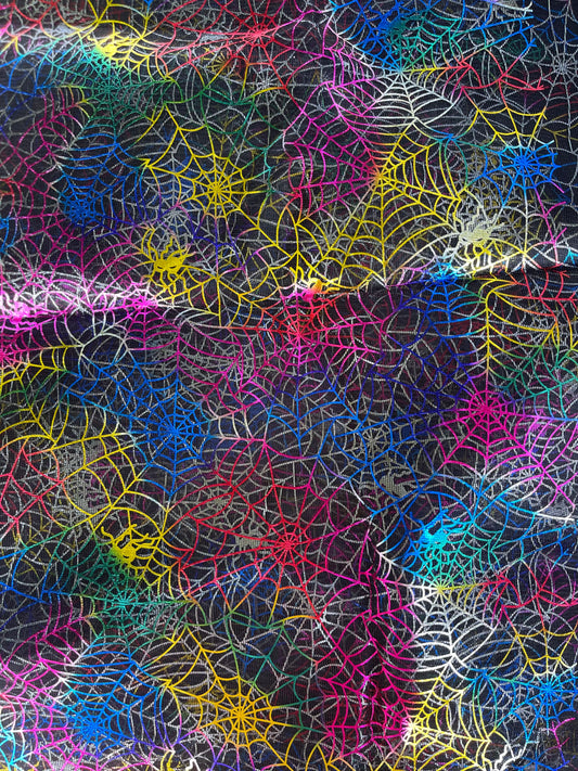 Multi color Spiders & Spider Web Mesh