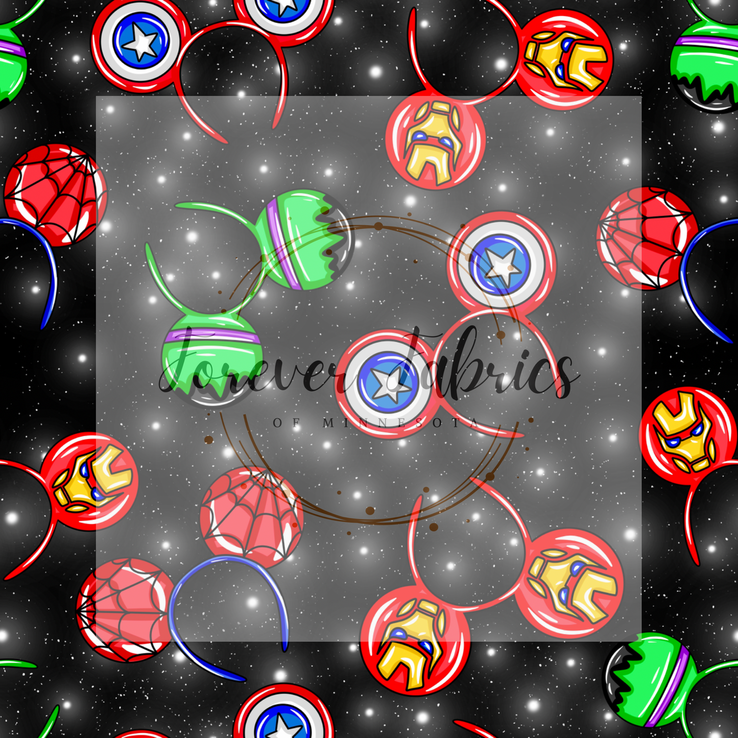 Avengers Ears Black (BH 4/24)| Preorder | Fabric By The Yard