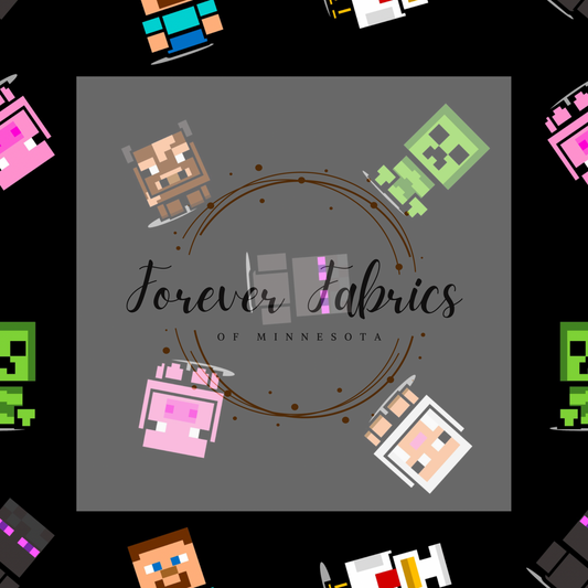 Minecraft Black . . (BH/ 22) | Preorder | Fabric By The Yard