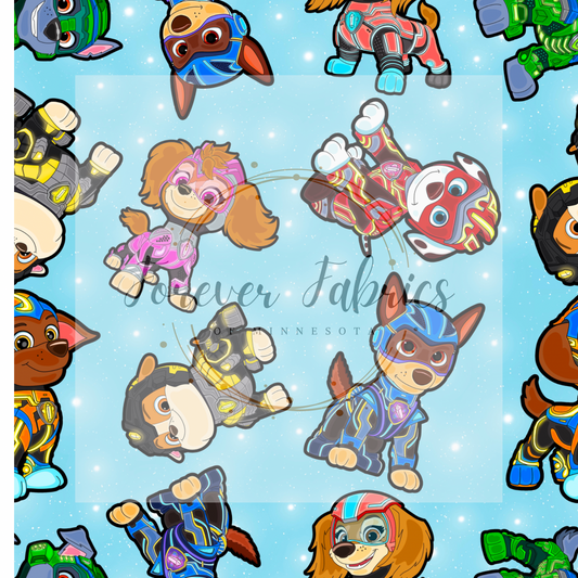 Mighty Pups Blue ( BH 4/24)| Preorder | Fabric By The Yard