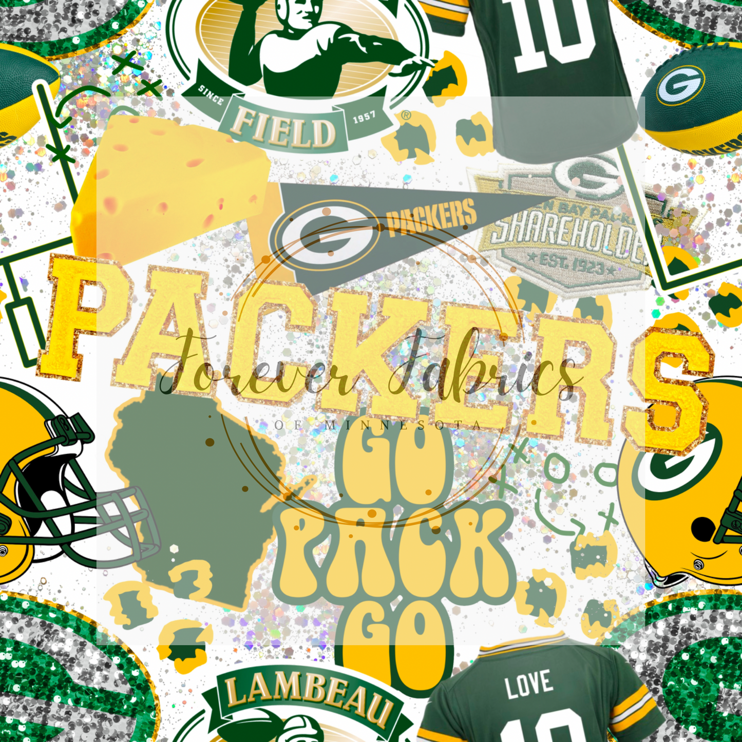 Packers Collage . . . . . . (BH/ 24)| Preorder | Fabric By The Yard