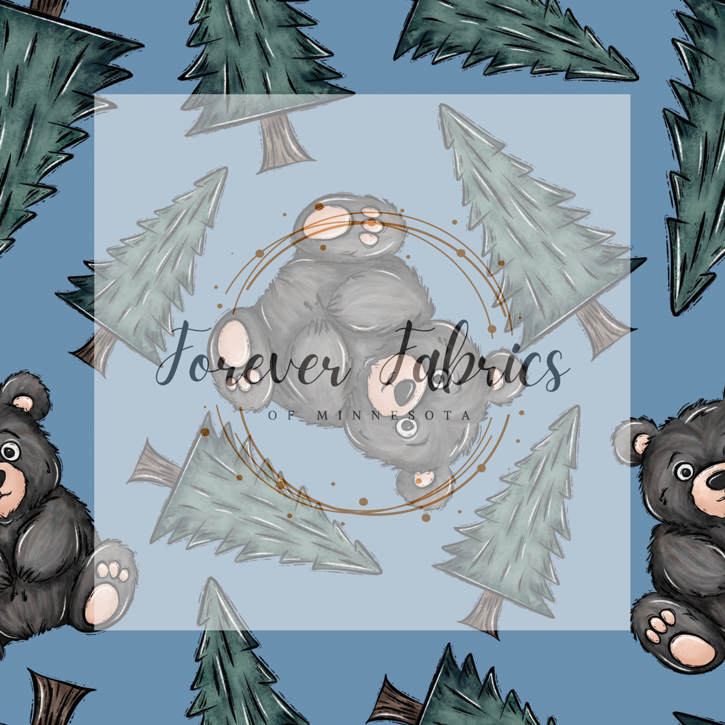 Bear & Trees . . . . . . . (BH/ 23). | Preorder | Fabric By The Yard