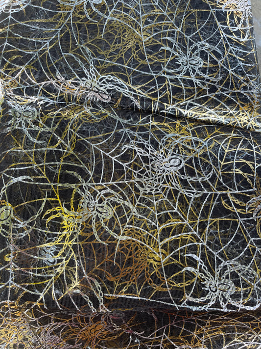 Gold & Silver Spiders & Spider Web Mesh