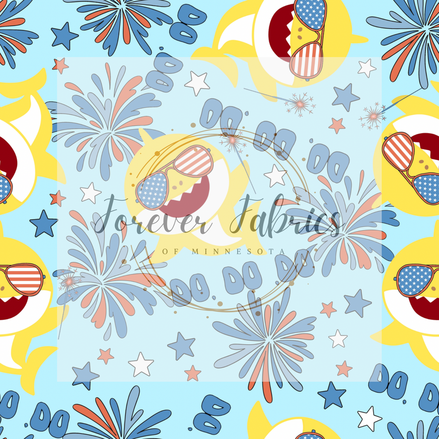 4th of July Shark . . . . (BH/ 24)| Preorder | Fabric By The Yard
