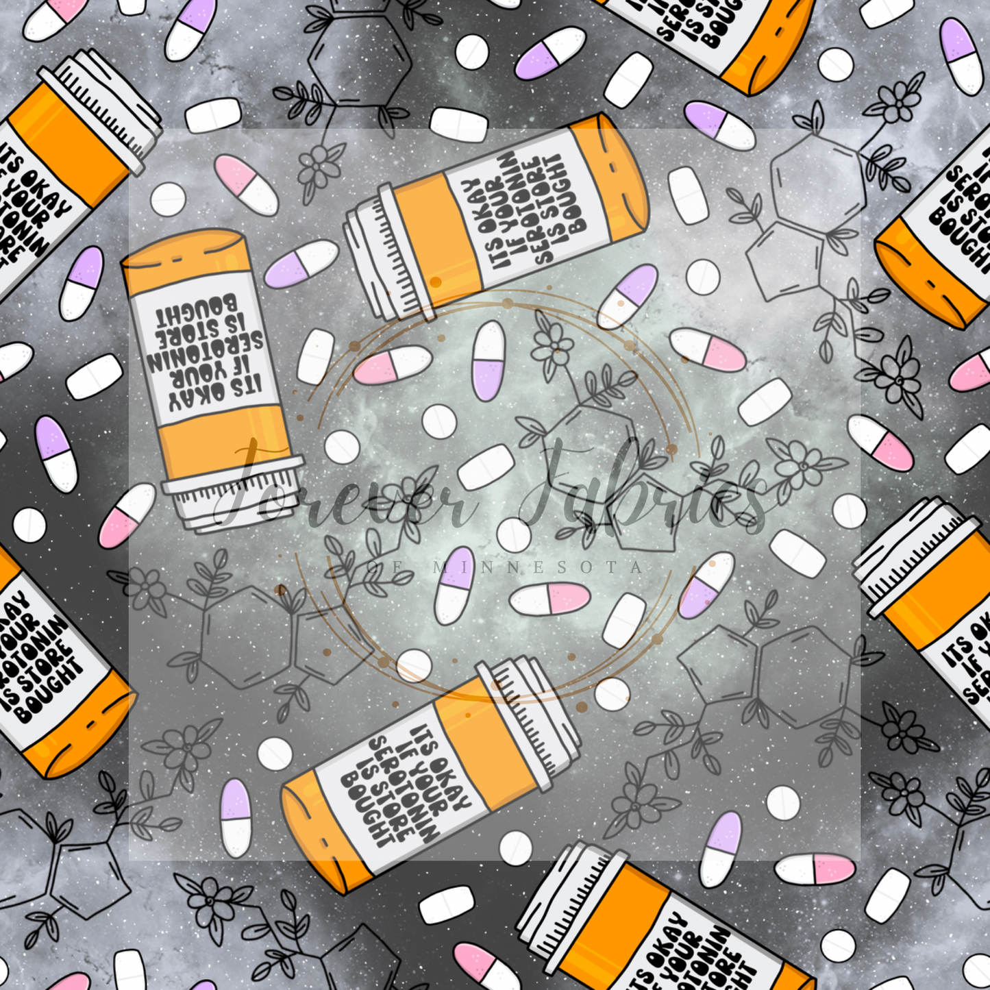 Serotonin Black (BH/ 24)| Preorder | Fabric By The Yard