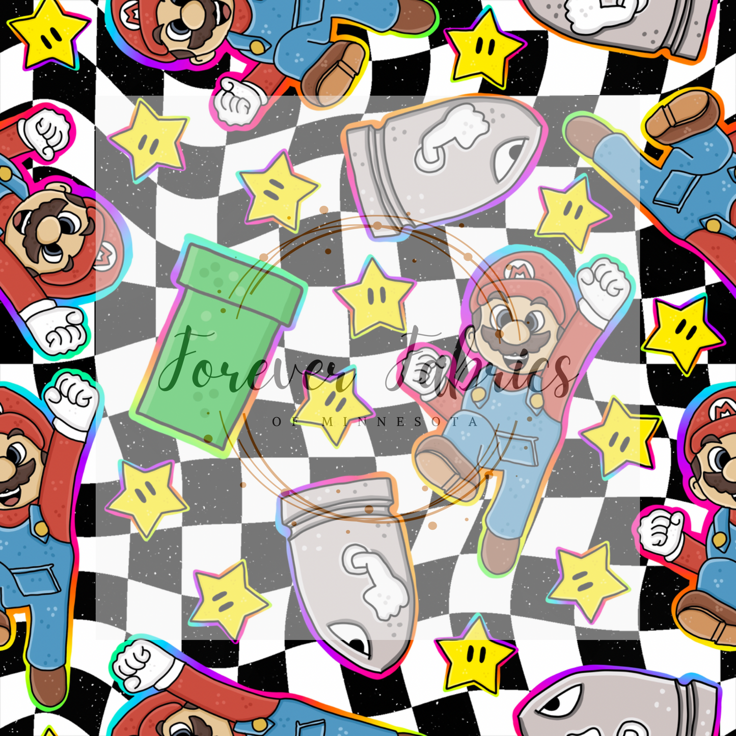 Mr.M. Comic Checkered . . . . . . (BH/ 24)| Preorder | Fabric By The Yard