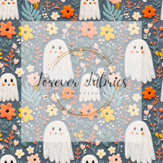 Ghost Embroidered . (BH/ 23). | Preorder | Fabric By The Yard