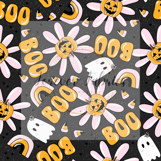 Boo Pumpkin Black . (BH/ 24)| Preorder | Fabric By The Yard