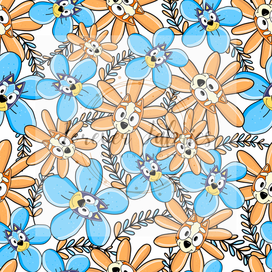 Blue Dog Floral . . (BH/ 24)| Preorder | Fabric By The Yard