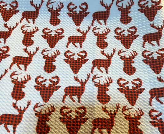 Plaid Deer heads on White |Bullet