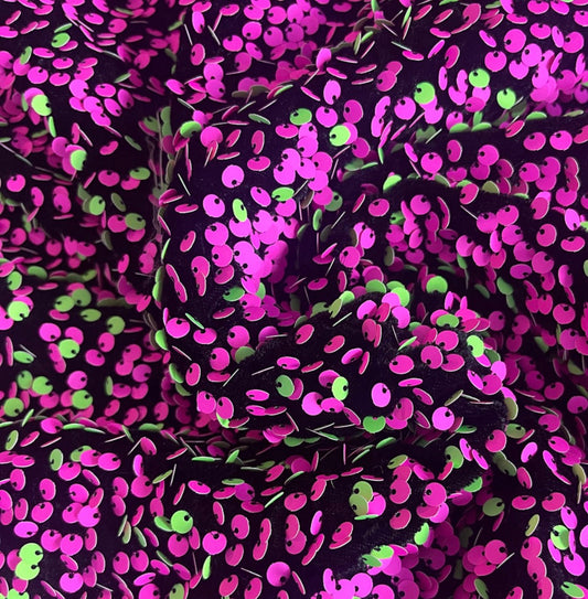 Purple /Green | Stretch Sequin Velvet