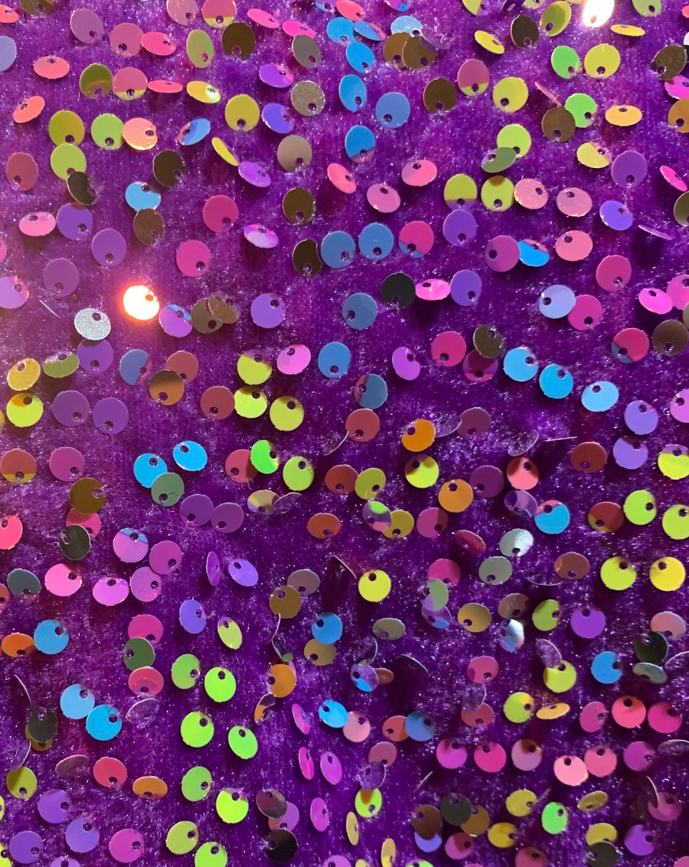 Multi colored purple | Stretch Sequin Velvet