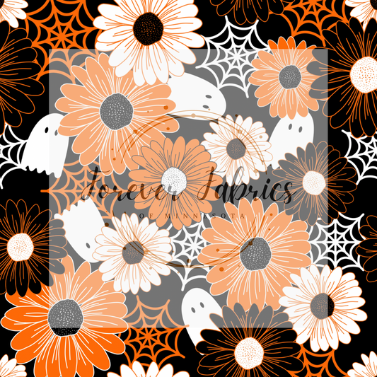 Halloween floral with spiders | Preorder| By The Yard