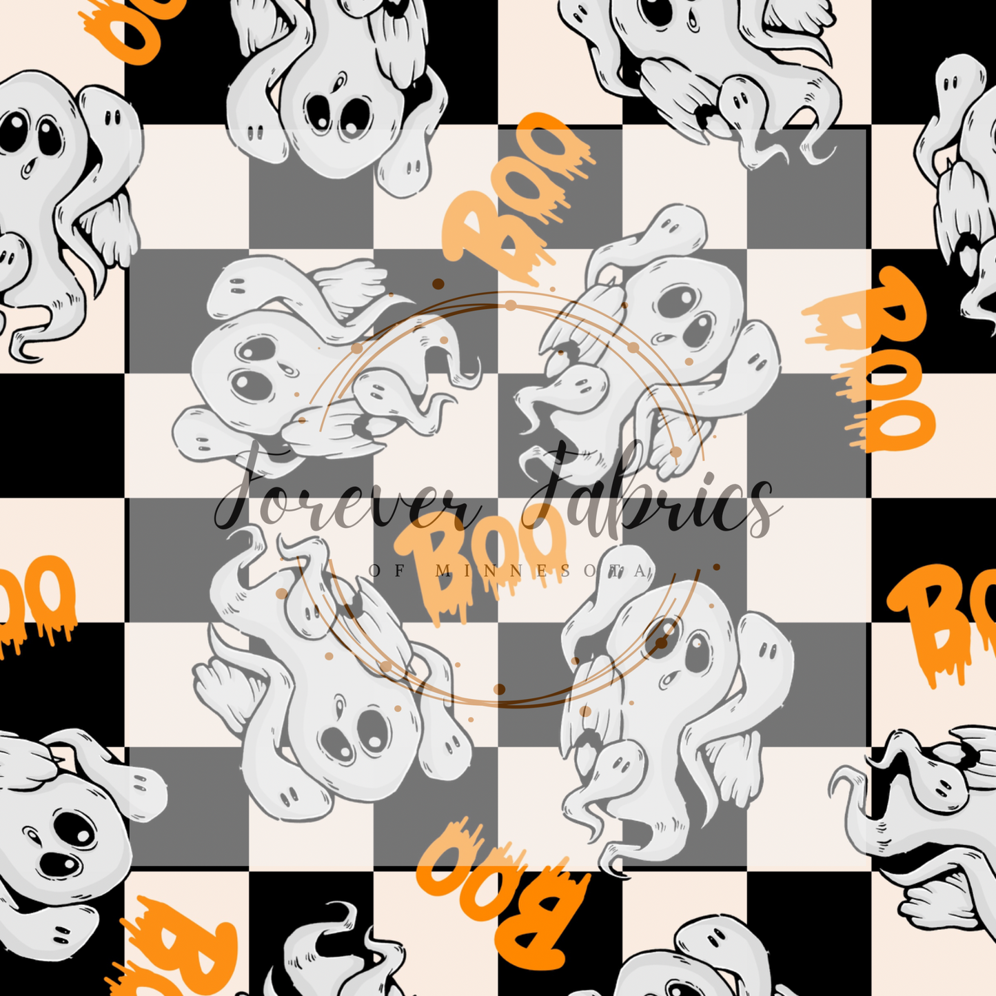 Ghosts on checkered background | Preorder| By The Yard