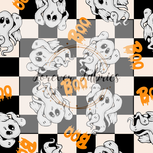 Ghosts on checkered background | Preorder| By The Yard