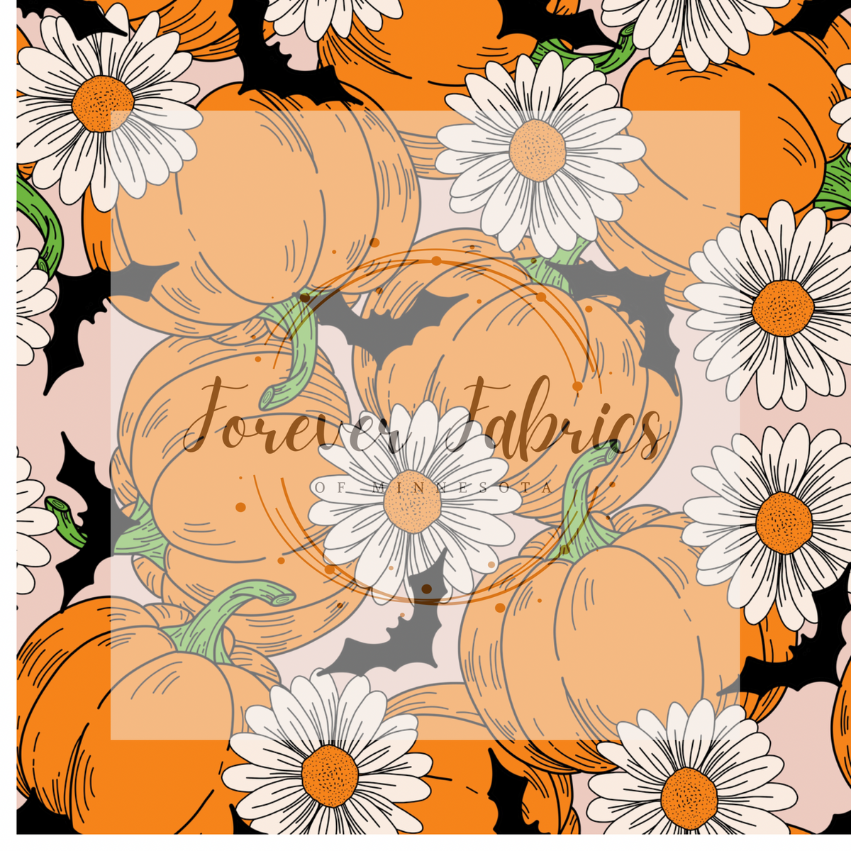 Pumpkin Floral with bats | Preorder| By The Yard