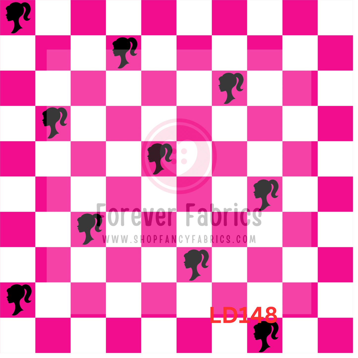 LD148- Barbie Bright pink check 22| Preorder | By The Yard