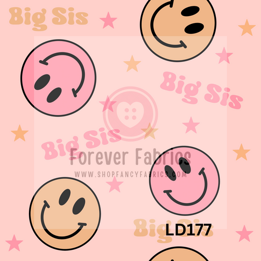 LD177 -Pink Smiley Big Sis 22| Preorder | By The Yard