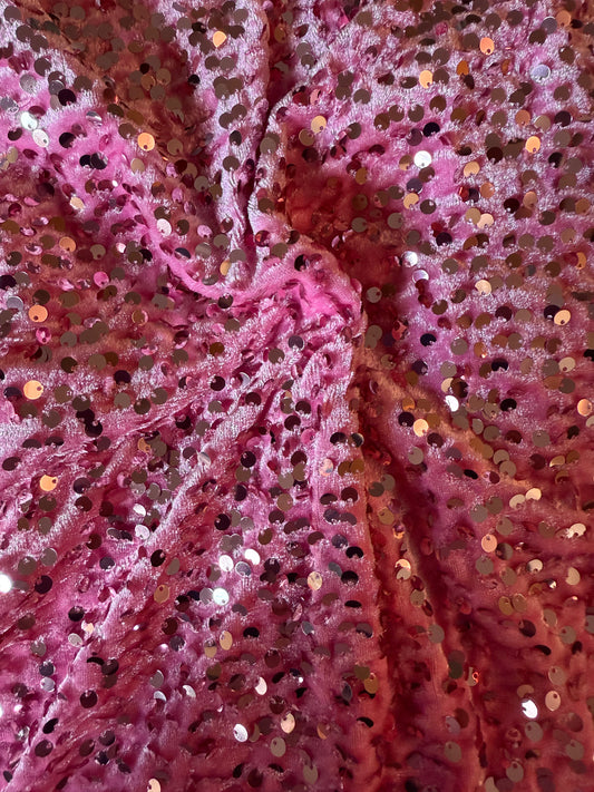 Light Pink | Stretch Sequin Velvet