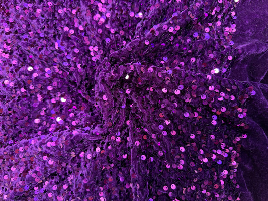 Purple | Stretch Sequin Velvet