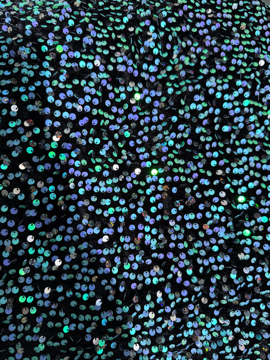 Purple /Teal | Stretch Sequin Velvet
