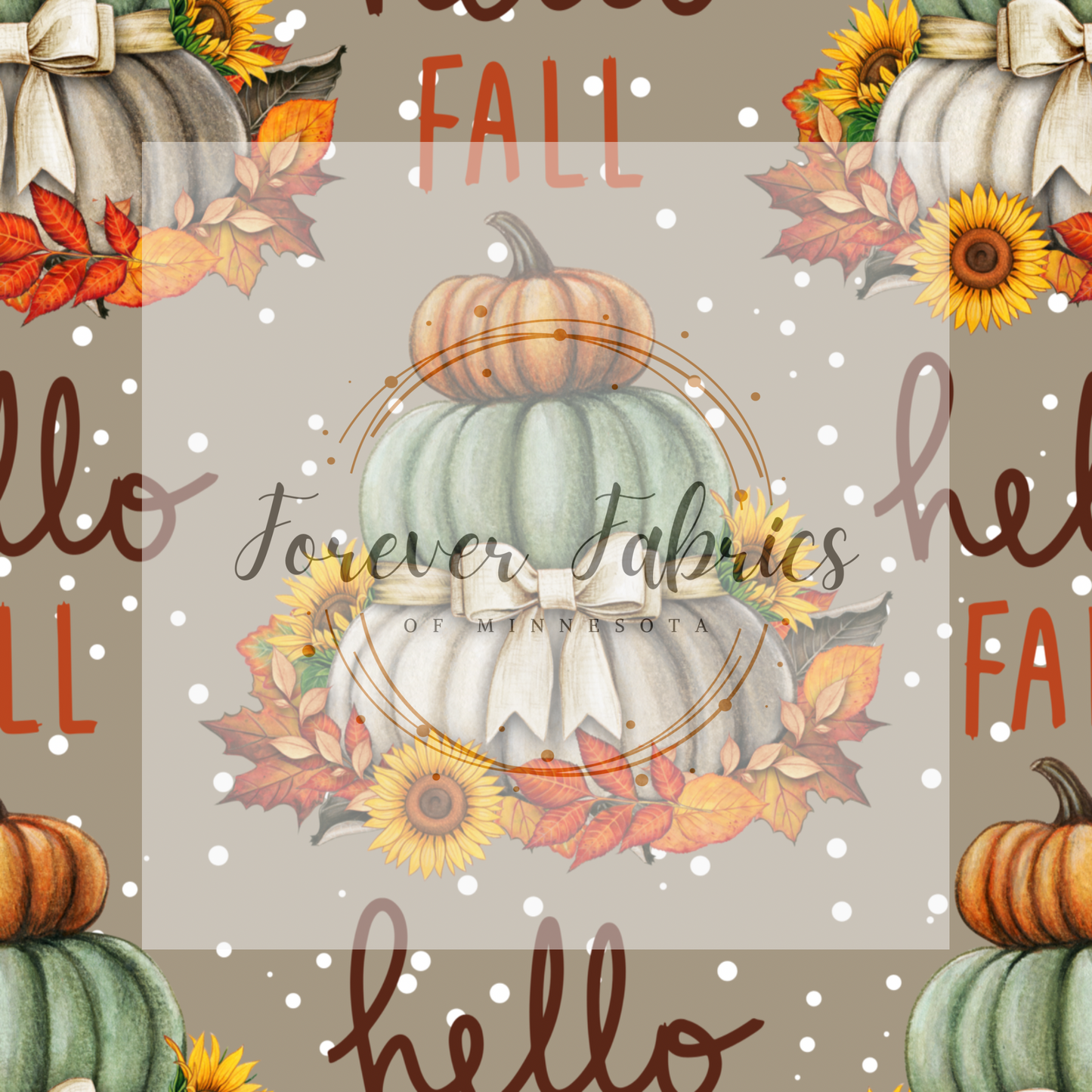 Brown Hello Fall Pumpkin Floral | Preorder | Fabric By The Yard