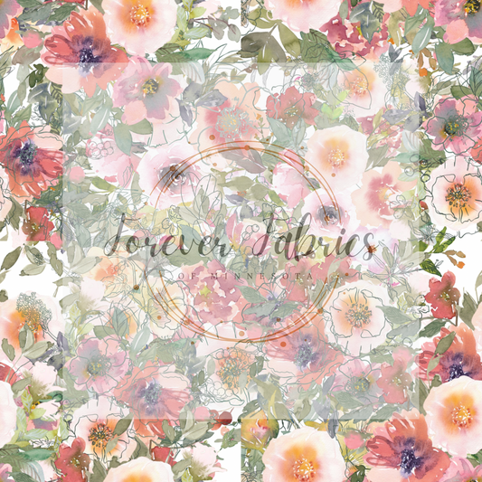 Green Peach Floral | Preorder | By The Yard