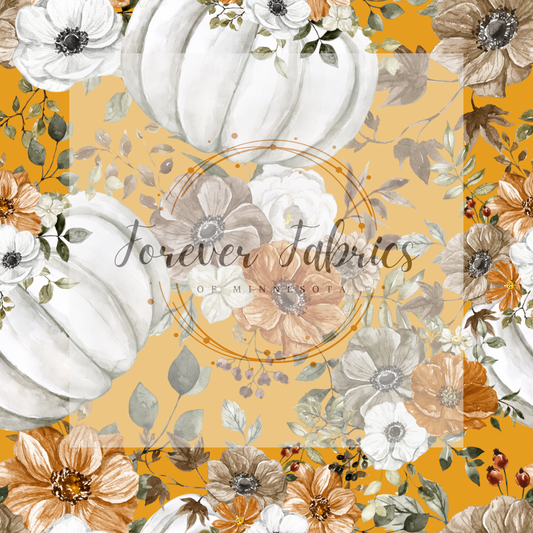 Mustard Fall Pumpkin Floral | Preorder | Fabric By The Yard