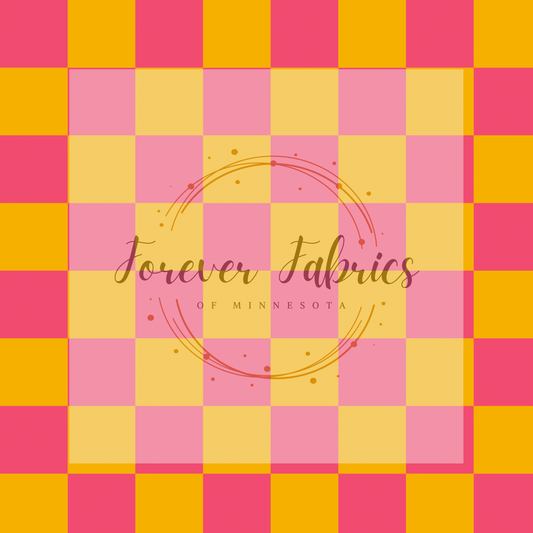 Pink Orange checkers | Preorder | By The Yard