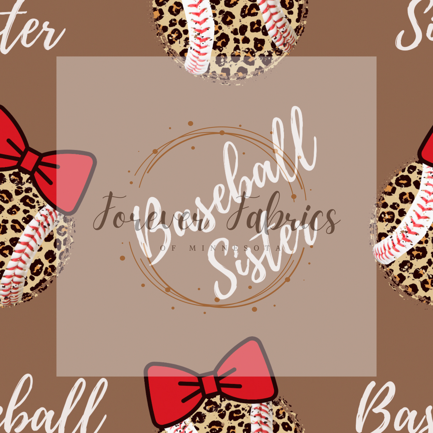Leopard Baseball Sister white Writing | By The Yard