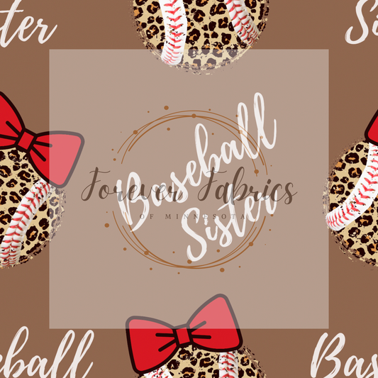 Leopard Baseball Sister white Writing | By The Yard