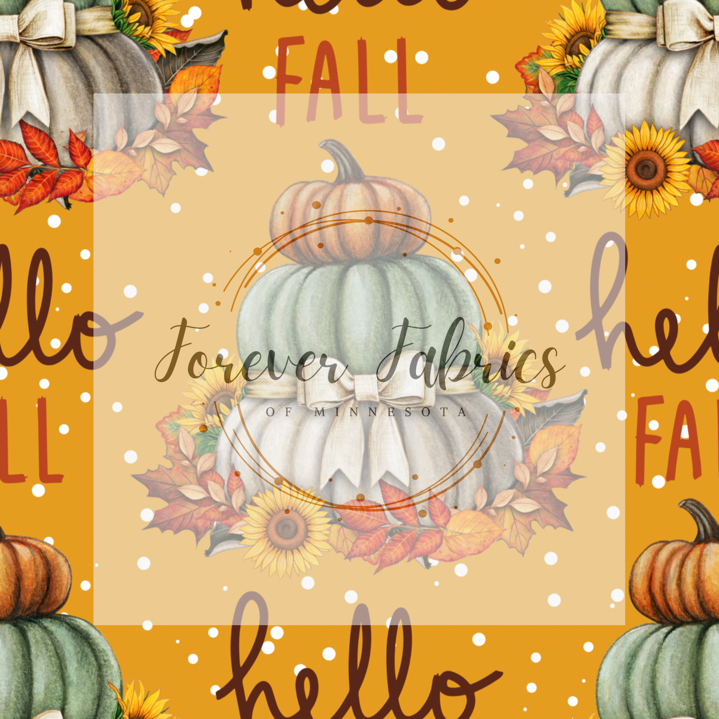 Burnt Orange Hello Fall Pumpkin Floral | Preorder | Fabric By The Yard