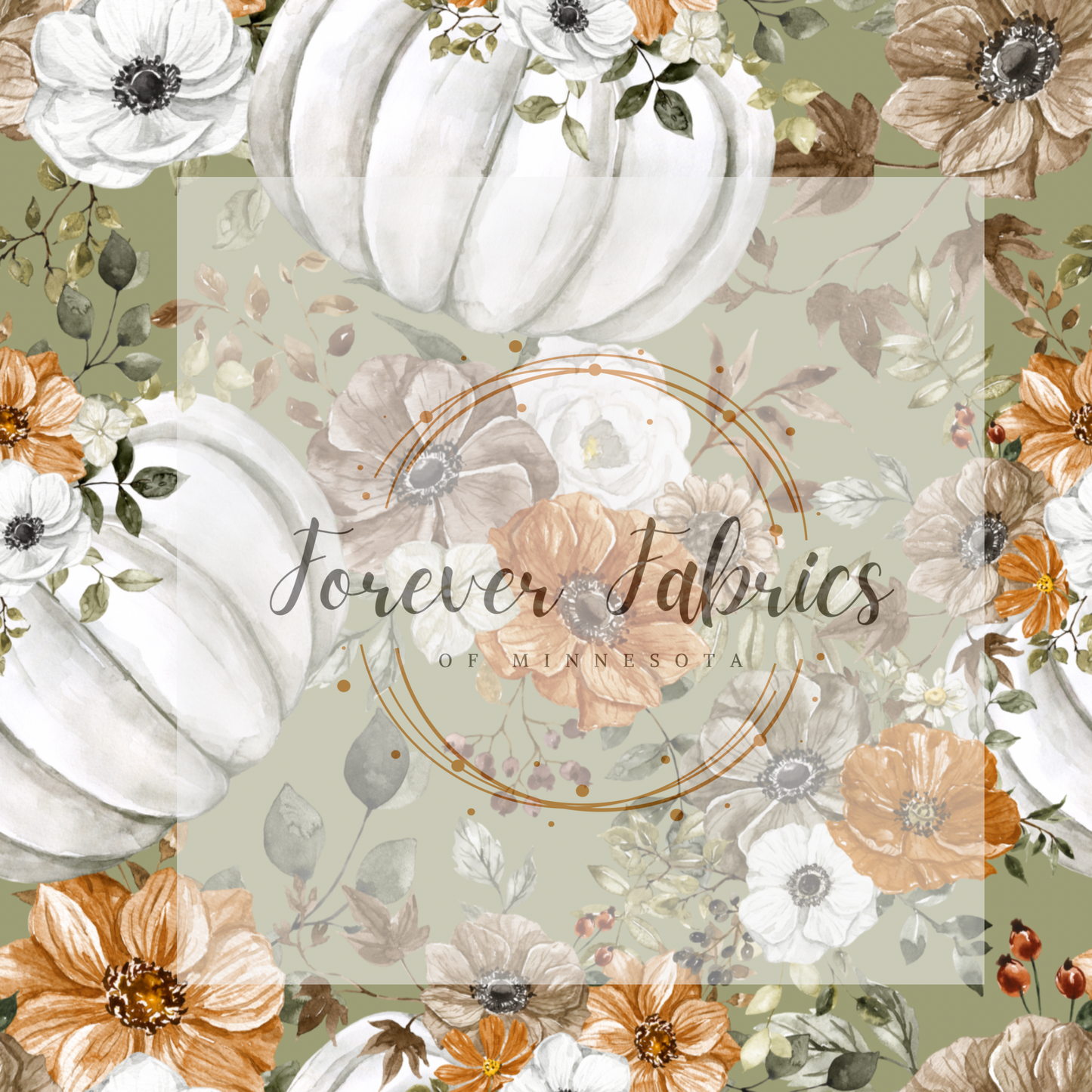 Olive Fall Pumpkin Floral | Preorder | Fabric By The Yard