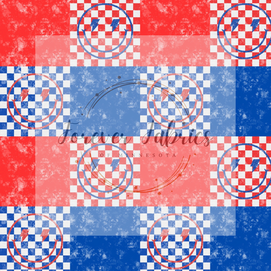 Muted Checkered RWB Smileys | By The Yard | Preorder