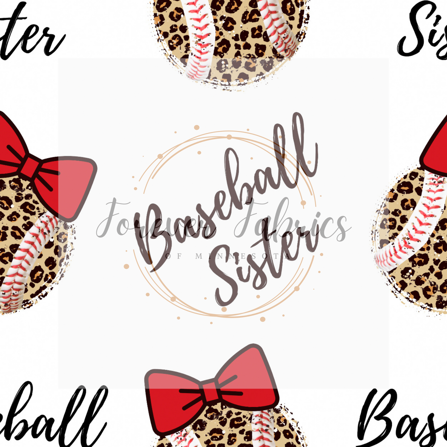 White Leopard Baseball Sister black Writing | By The Yard