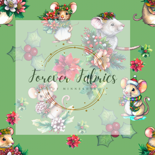 Christmas Mice | Preorder | Fabric By The Yard