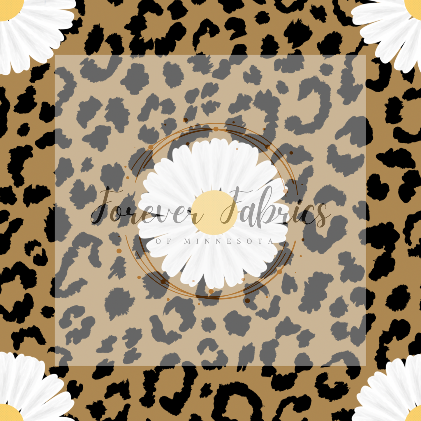 Daisies On Leopard Background | Preorder | By The Yard
