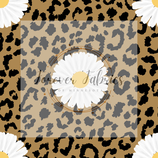 Daisies On Leopard Background | Preorder | By The Yard