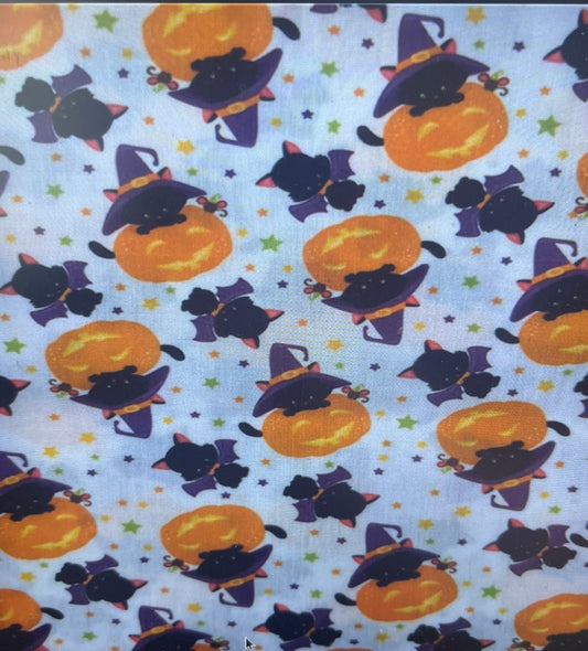 Silly Black Cats & Hats with Dots | Preorder | By The Yard