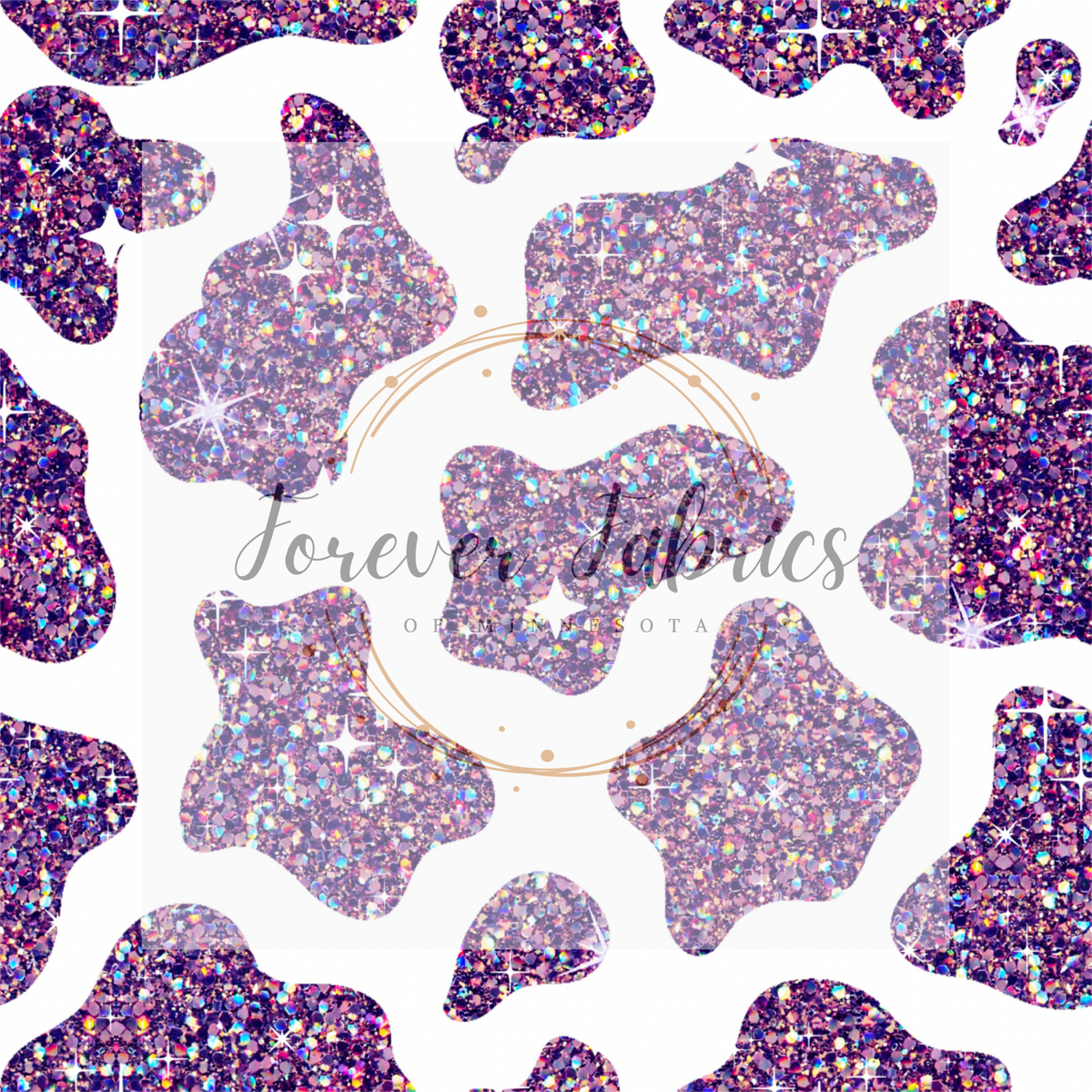 Purple Glitter Cow Print | Preorder | By The Yard