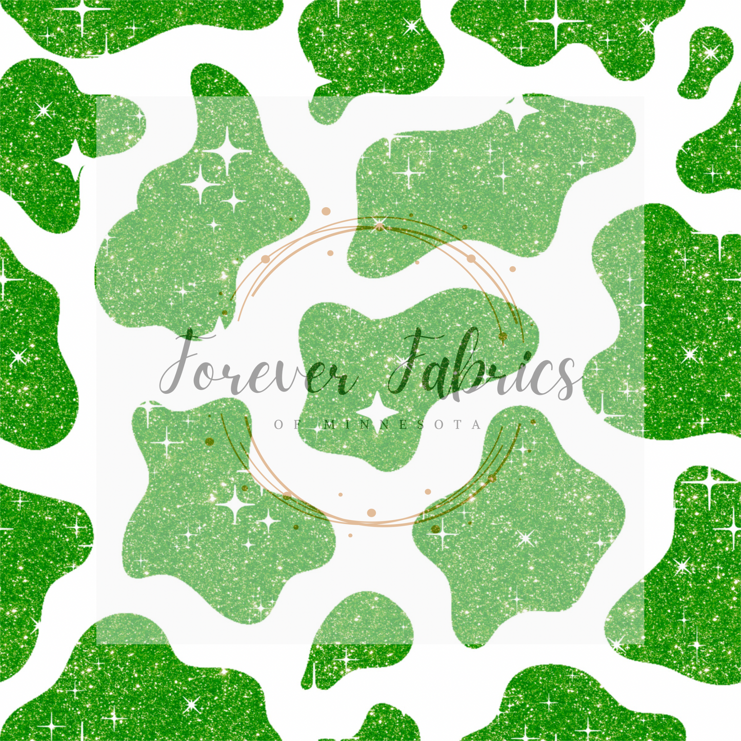 Green Glitter Cow Print | Preorder | By The Yard