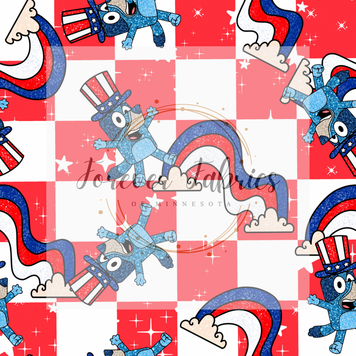Red White & Blue Checker Blue | Preorder | By The Yard